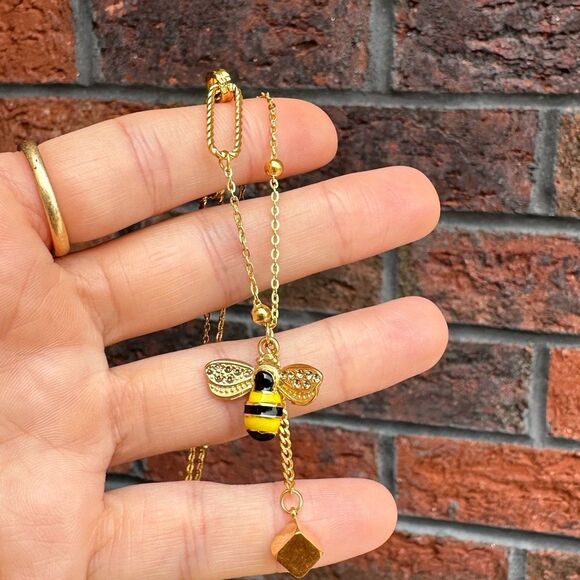 Bumble Bee 18K Gold Stainless Steel Waterproof Necklace - Picture 7 of 15